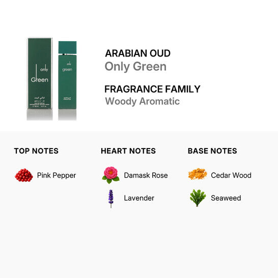 Arabian Oud ONLY GREEN 3.4 Fl Oz Eau De Parfum Unisex